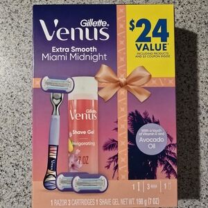 Gillette Venus Miami Midnight Extra Smooth Razor & Shave Gel Bundle